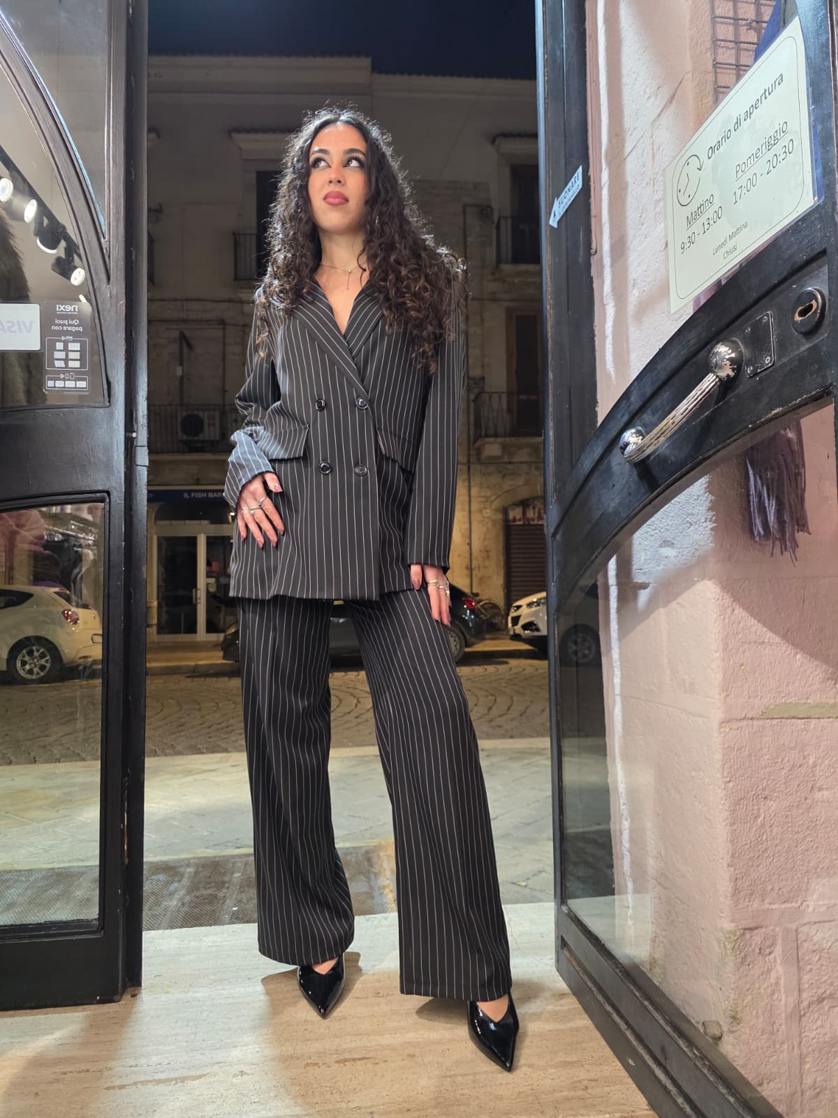 Tailleur gessato kelly