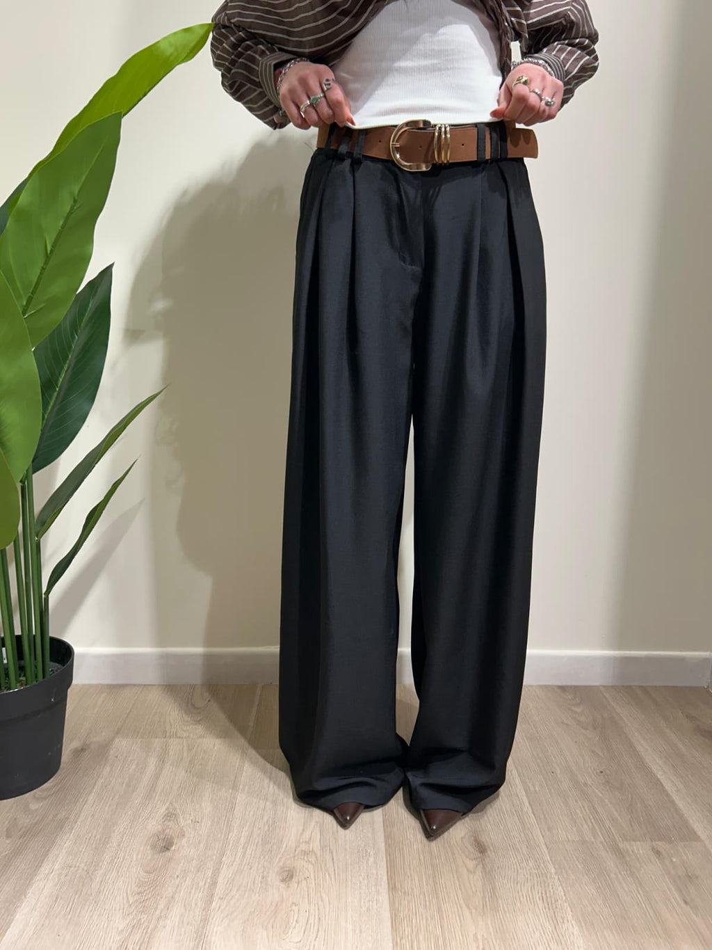 Pantalone a palazzo con cintura