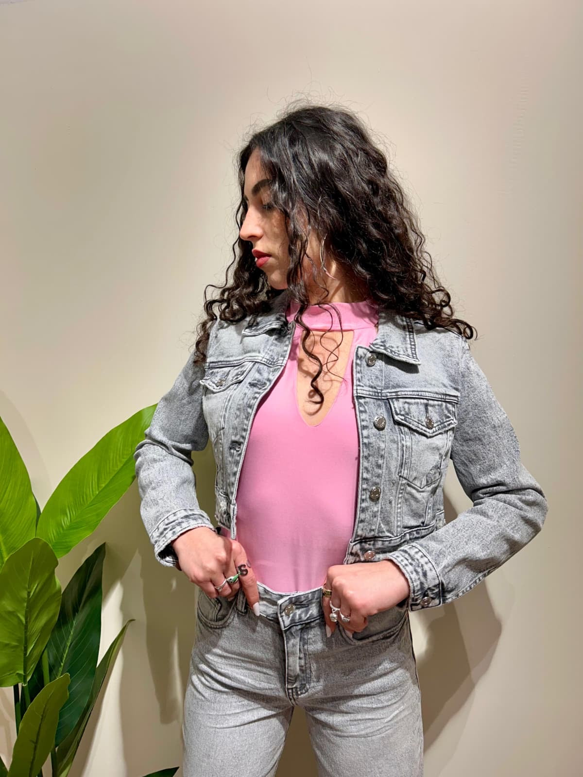 Giubbino crop jeans