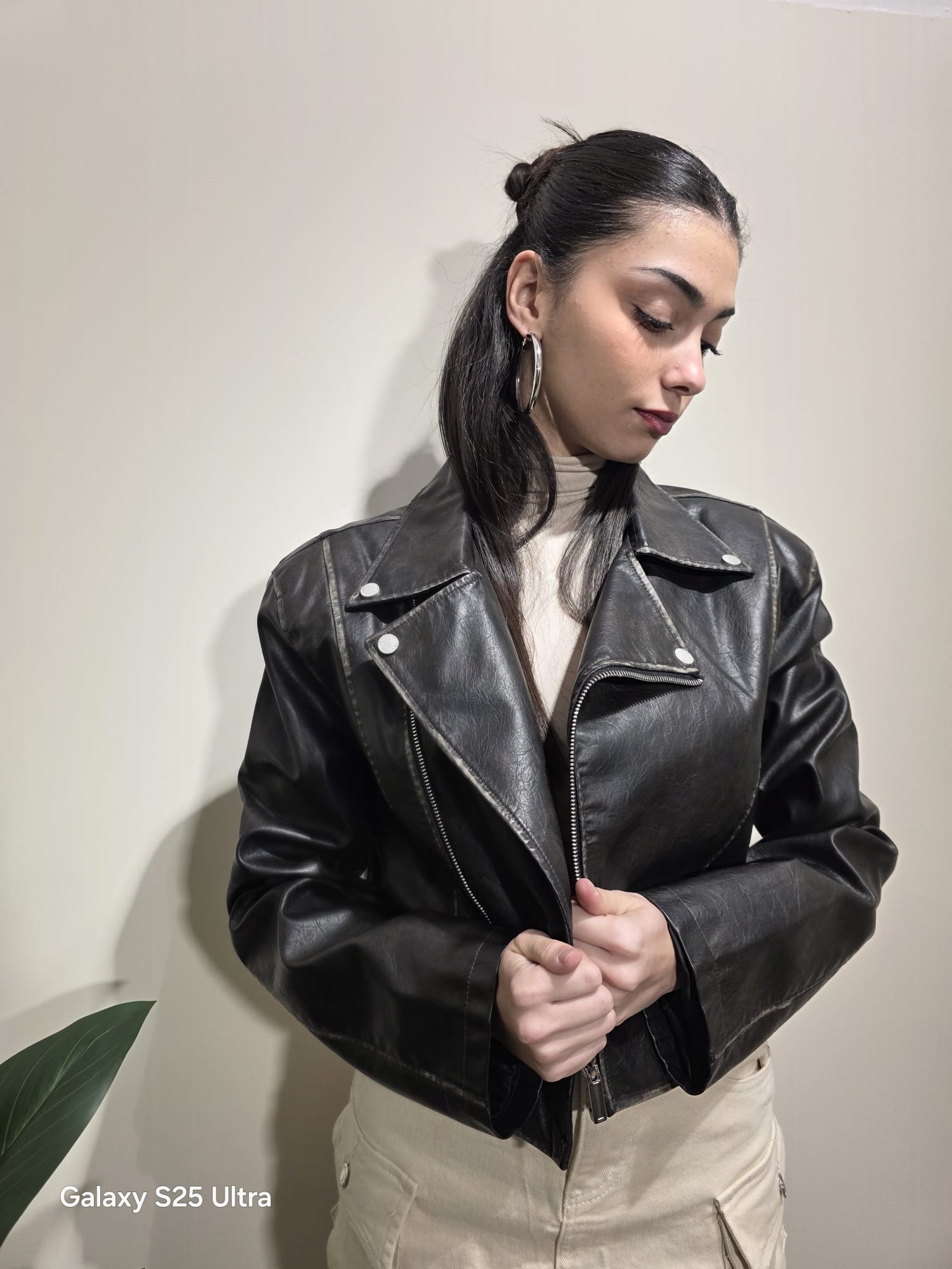 Chiodo in eco-pelle stone