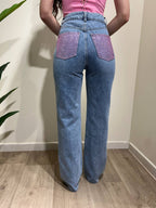Jeans tasche brillantinate